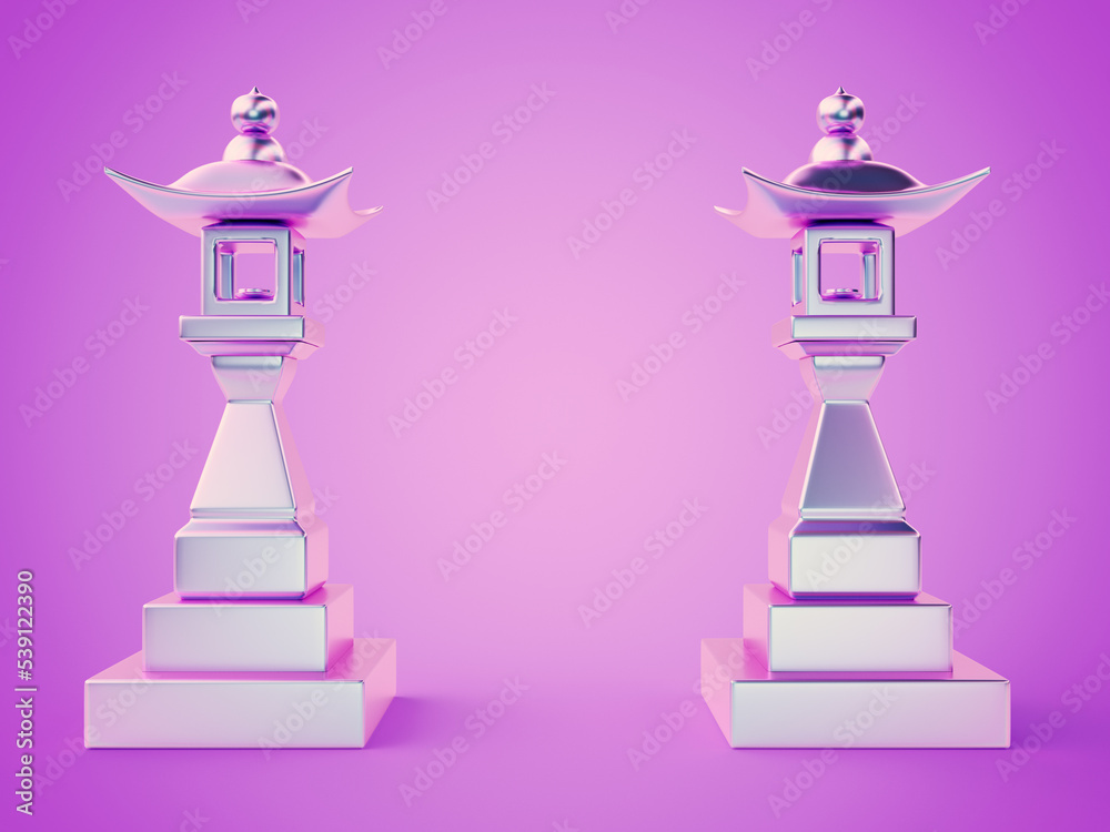 3d rendered illustration of chrome lanterns 3d rendered illustration of chrome lanterns