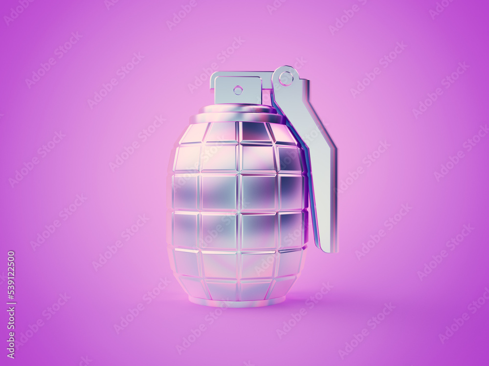 3d rendered illustration of a chrome hand grenade 3d rendered illustration of a chrome hand grenade