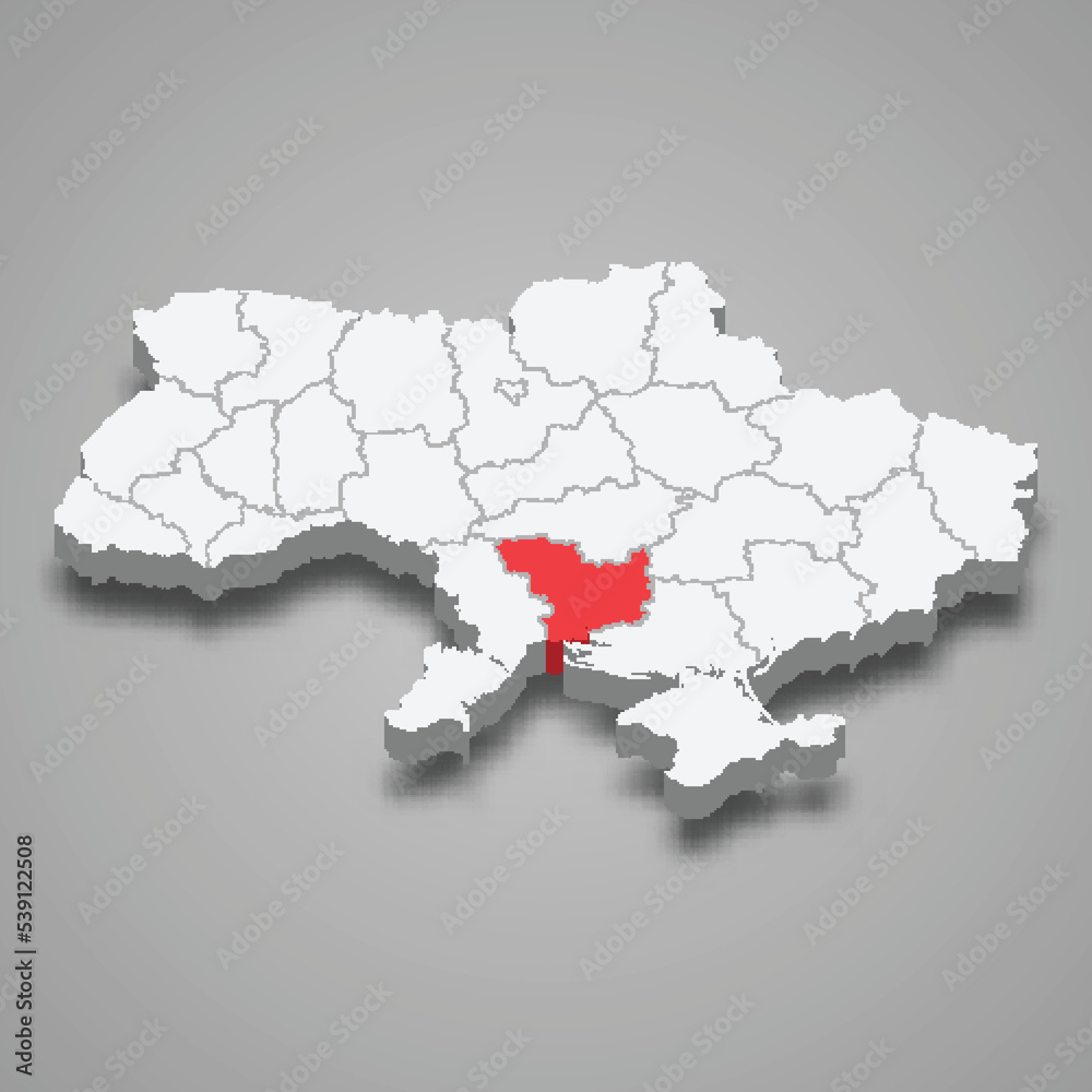 Mykolaiv Oblast. Region location within Ukraine 3d map