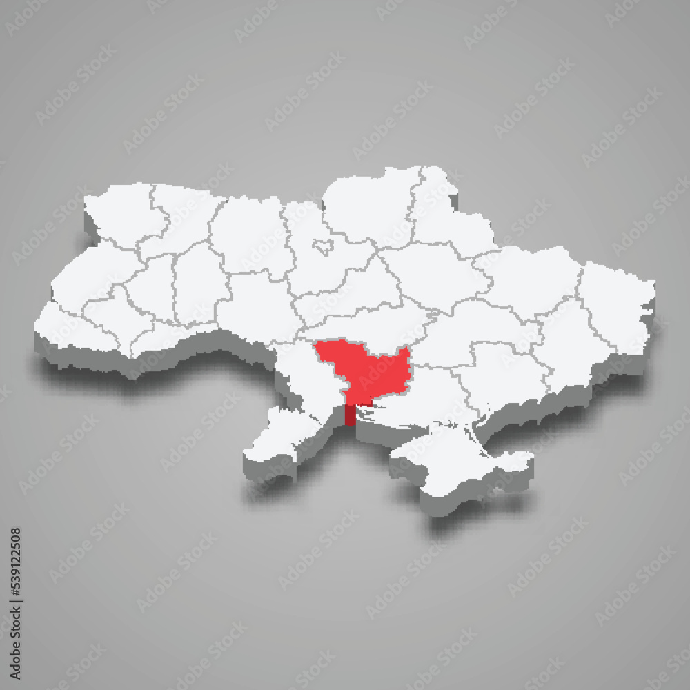Mykolaiv Oblast. Region location within Ukraine 3d map Mykolaiv Oblast. Region location within Ukraine 3d map