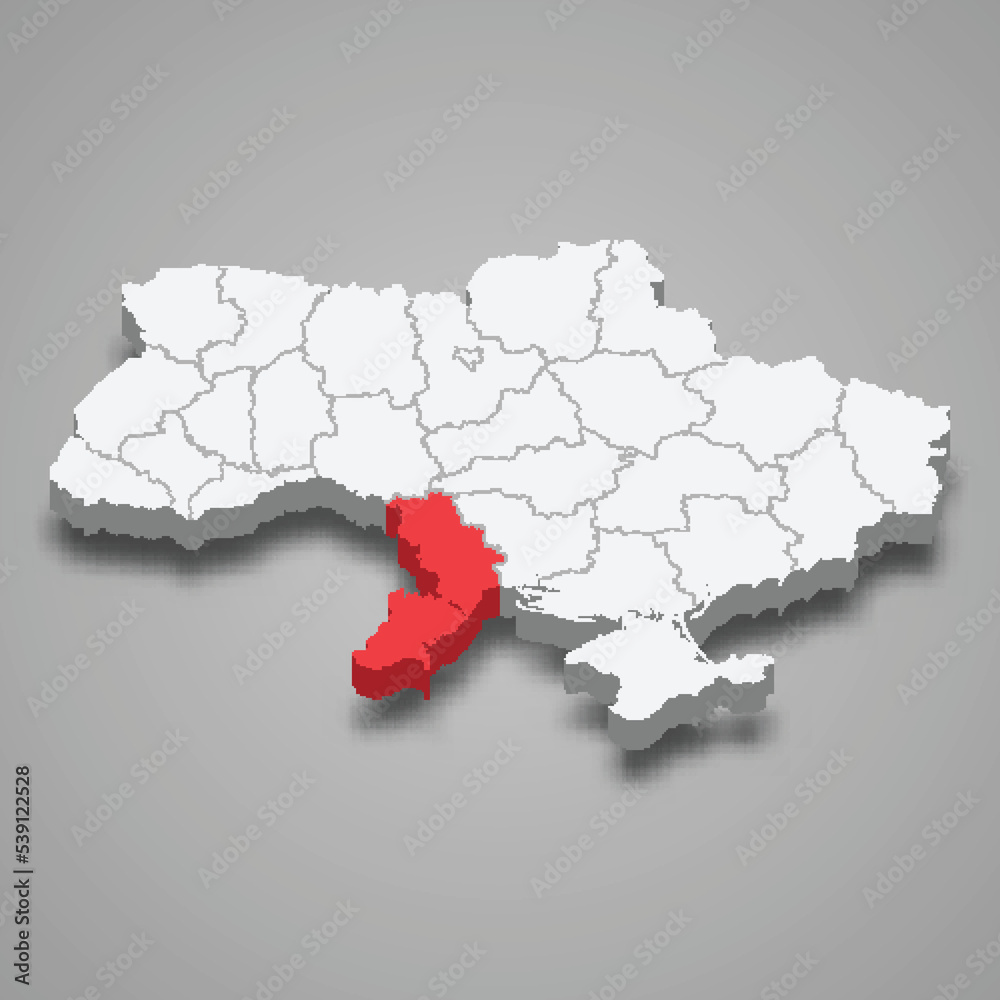 Odesa Oblast. Region location within Ukraine 3d map Odesa Oblast. Region location within Ukraine 3d map