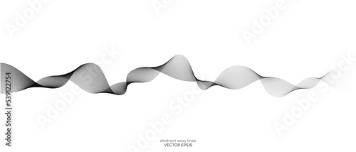 Abstract wave line flowing isolated on white background for vector design element in concept of sound, music, technology, science.