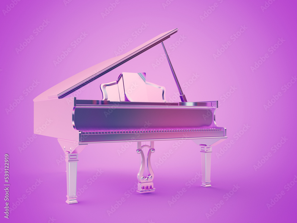 3d rendered illustration of a chrome piano 3d rendered illustration of a chrome piano
