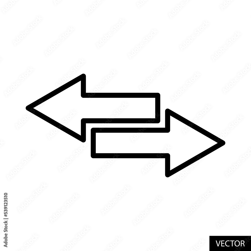Left-Right way arrows vector icon in line style design for website design, app, UI, isolated on white background. Editable stroke. Vector illustration. Left-Right way arrows vector icon in line style design for website design, app, UI, isolated on white background. Editable stroke. Vector illustration.
