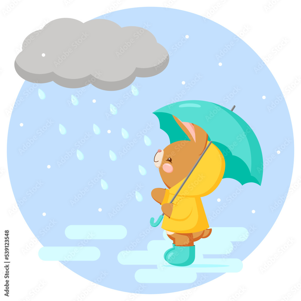 Cute bunny with umbrella vector illustration, autumn character Cute bunny with umbrella vector illustration, autumn character