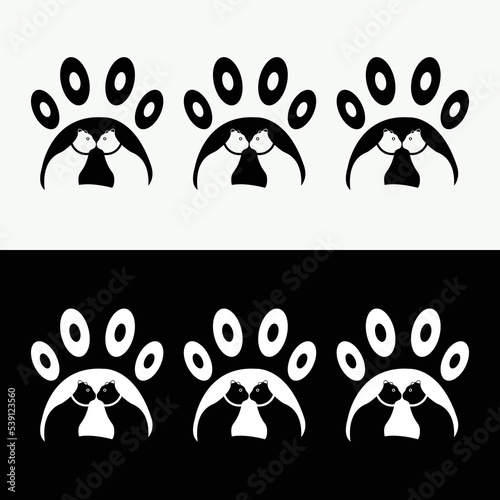 Two pet cat animal  logo design 