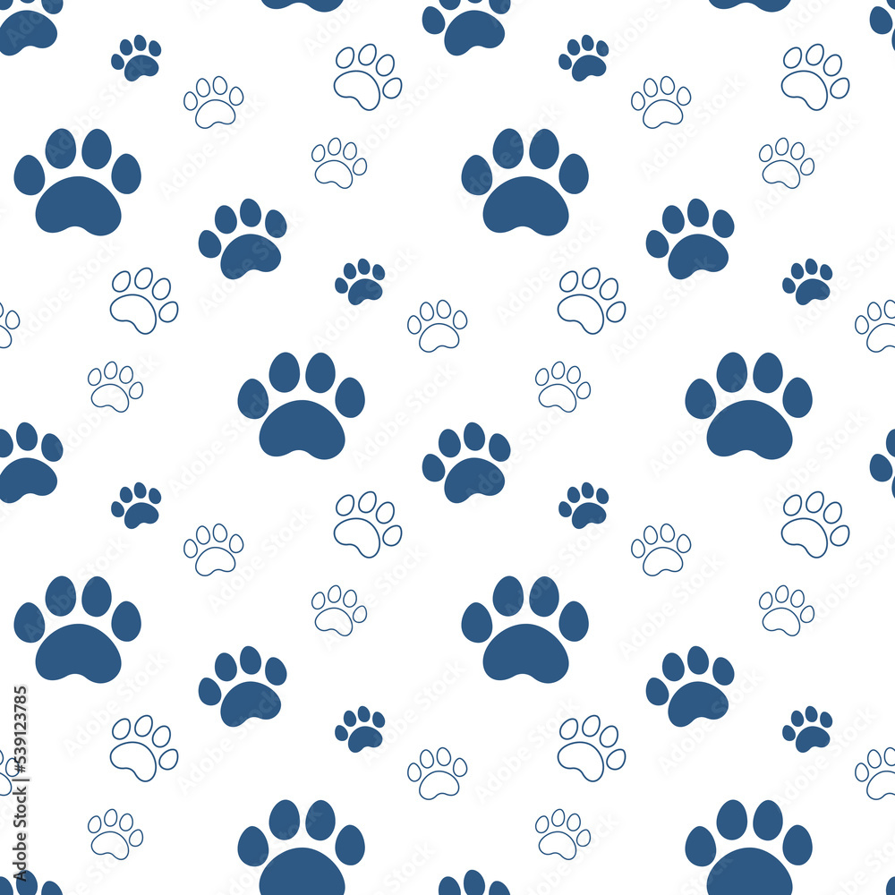 Fototapeta premium seamless pattern with pets paw prints on white background