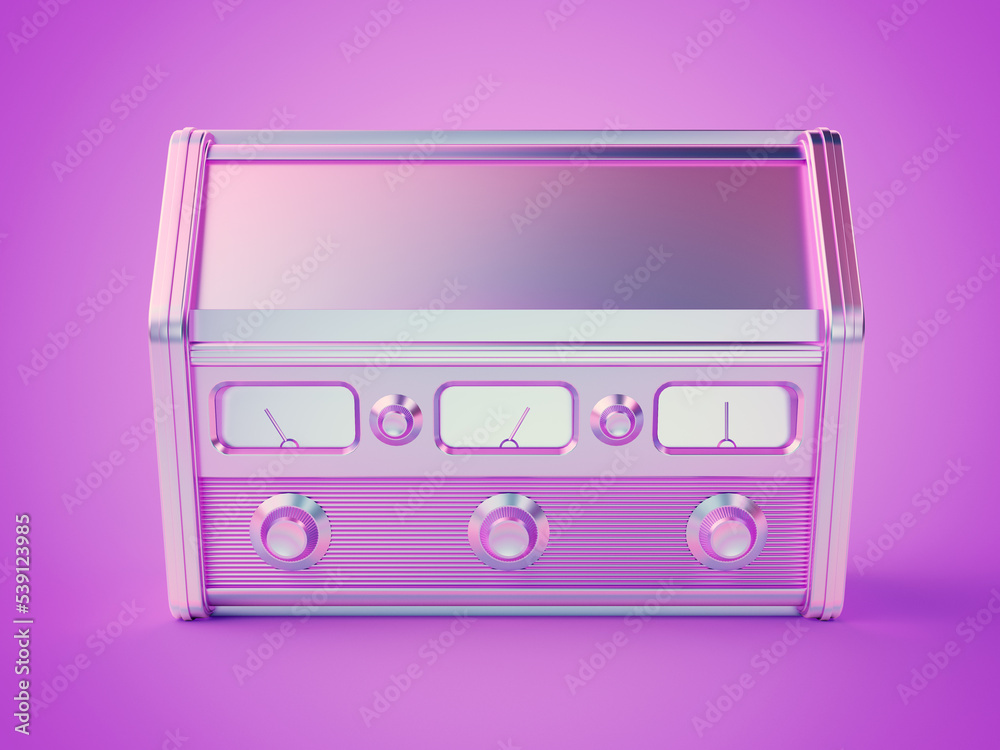 3d rendered illustration of a chrome radio 3d rendered illustration of a chrome radio