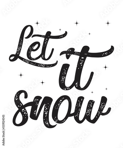 christmas Let is snow calligraphy hand lettering isolated on white background. Christmas, Happy New Year and winter holidays typography poster. Easy to edit vector template for greeting card.