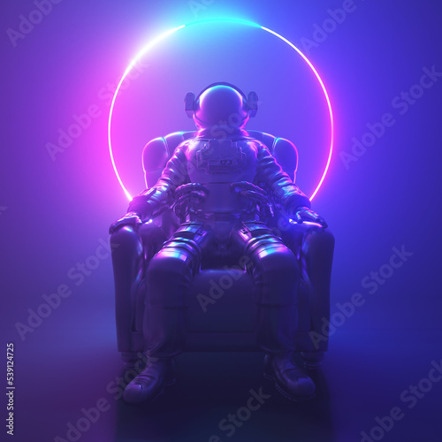 Tablou canvas 3d rendered illustration of an astronaut sitting in a chair