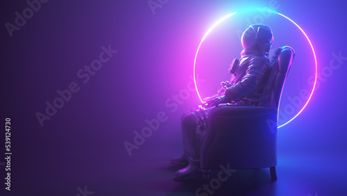 Foto 3d rendered illustration of an astronaut sitting in a chair