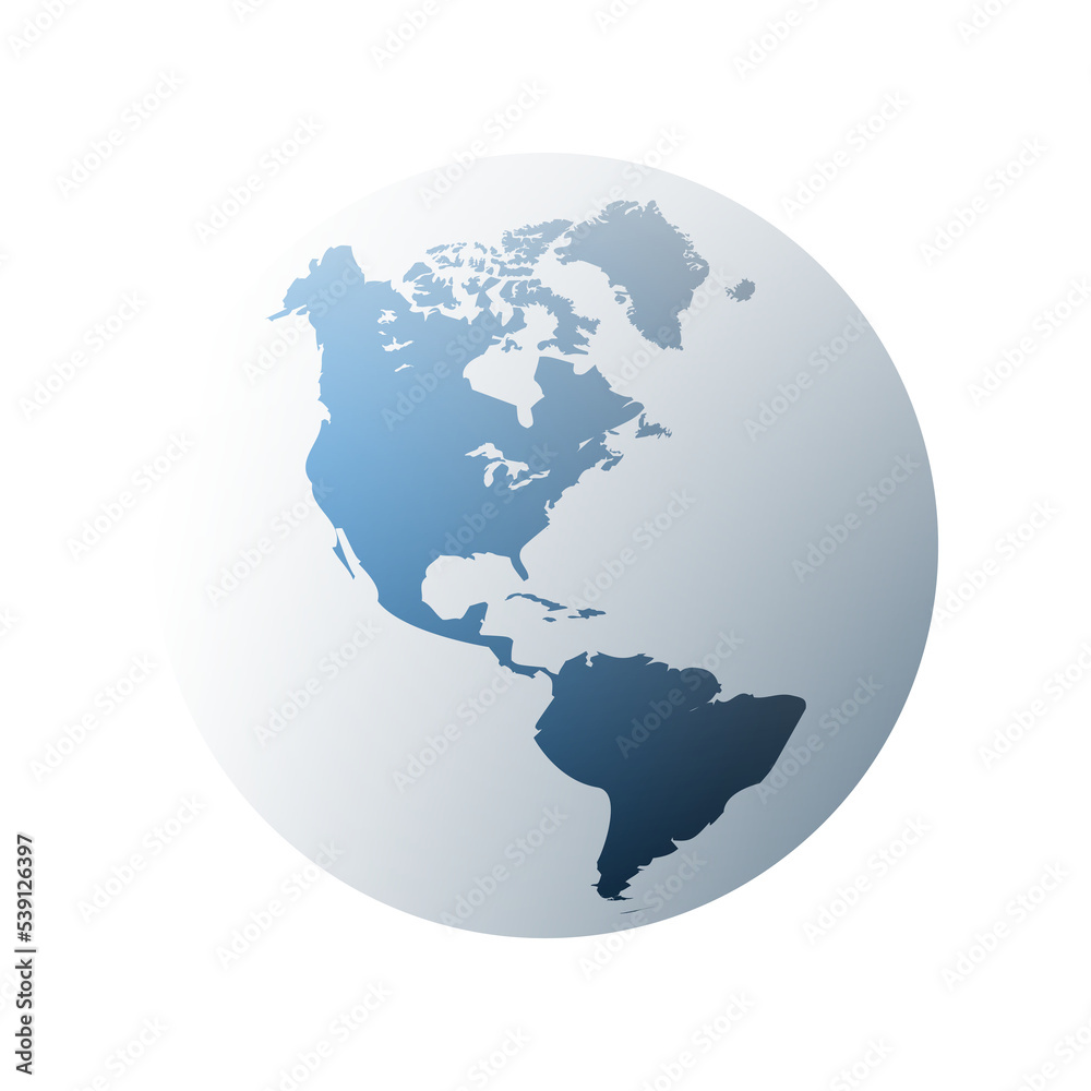 Simple Blue Earth Globe Design Isolated on Transparent Background - North and South America Side - Template Design
