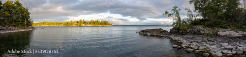Panoramic view of a passage of the St. Lawrence River in the 1000 Islands region of Ontario