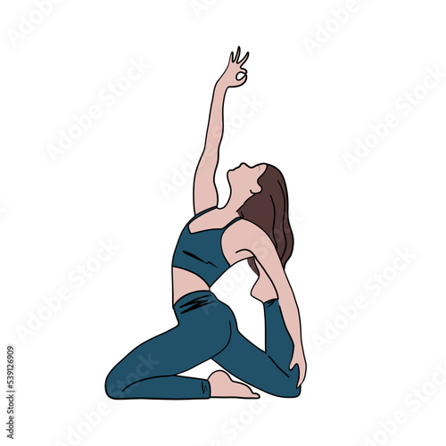 Woman practising  yoga sun salutation pose.