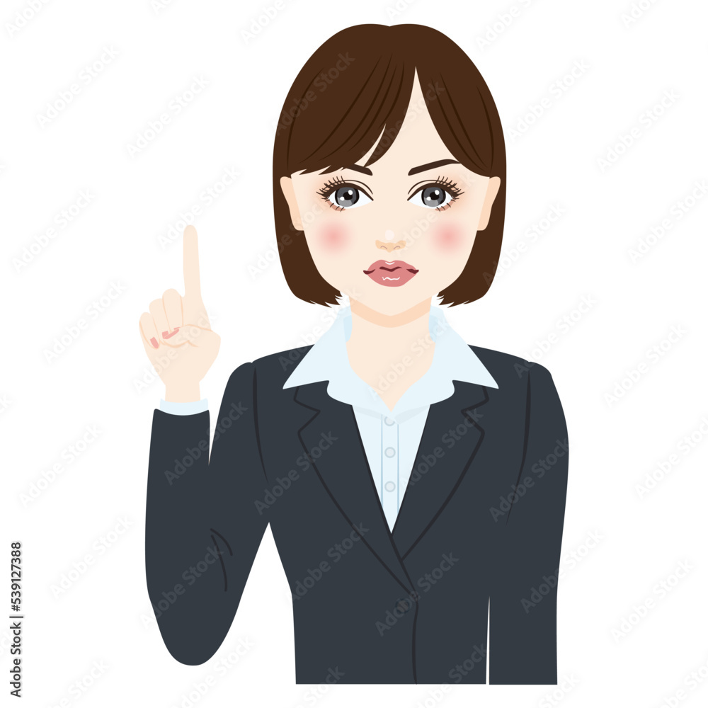 woman in gray suit with short hair give a caution woman in gray suit with short hair give a caution