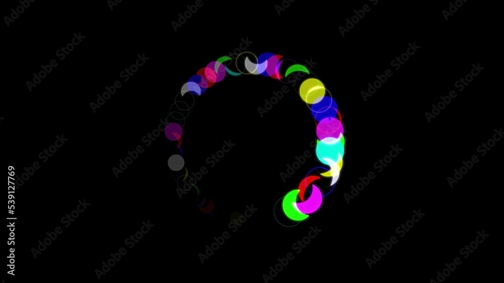 Colorful arcs circle with plain black background Colorful arcs circle with plain black background