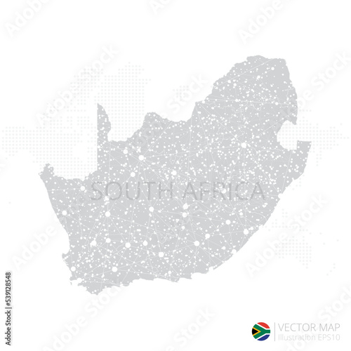 South Africa grey map isolated on white background with abstract mesh line and point scales. Vector illustration eps 10