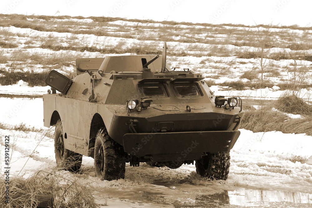 Fototapeta premium Soviet armored truck during historical reenactment
