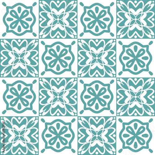 Trendy seamless pattern for ceramic tiles in spanish portuguese retro style, vector illustration eps square