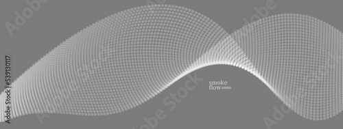 Vector abstract background with wave of flowing particles, smoke flowing grey design, smooth and soft relaxing image.
