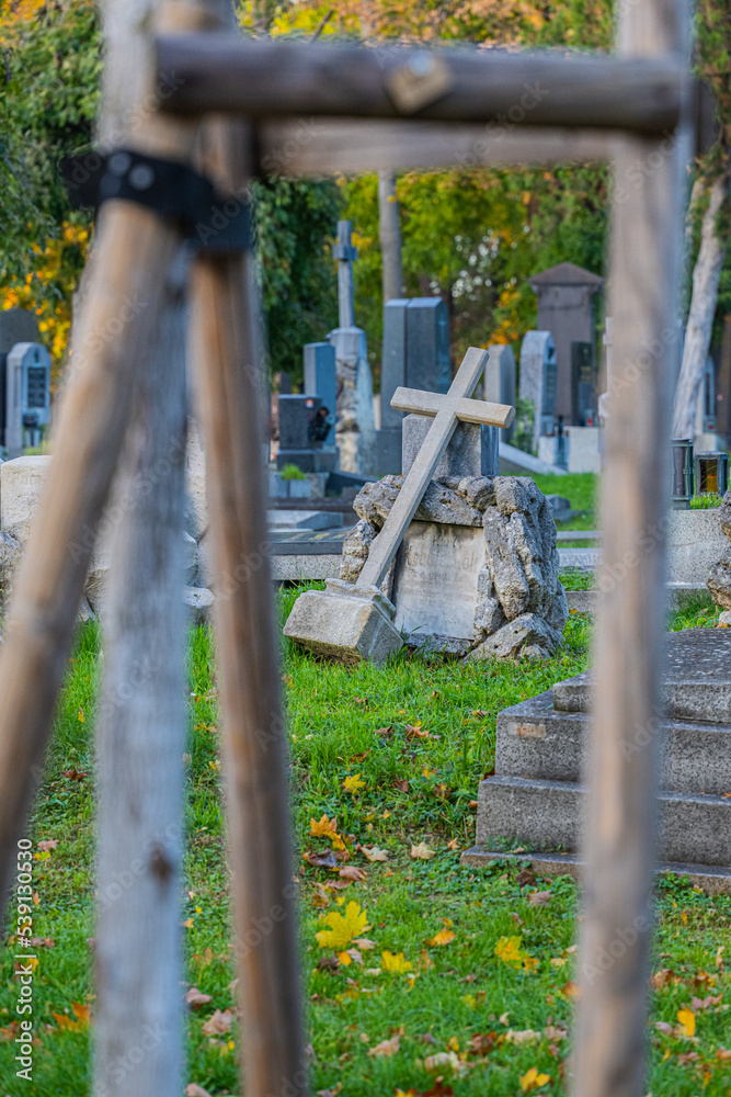 Fototapeta premium Der Wiener Zentralfriedhof wurde 1874 eröffnet und zählt mit einer Fläche von zweieinhalb Quadratkilometern und rund 330.000 Grabstellen mit drei Mill Verstorbenen zu den größten Friedhöfen Europas.