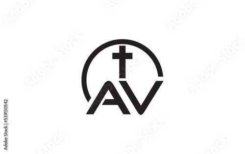 church and christian logo design. Emblem with cross and holy bible. christian sign logo and religious community sign vector letters