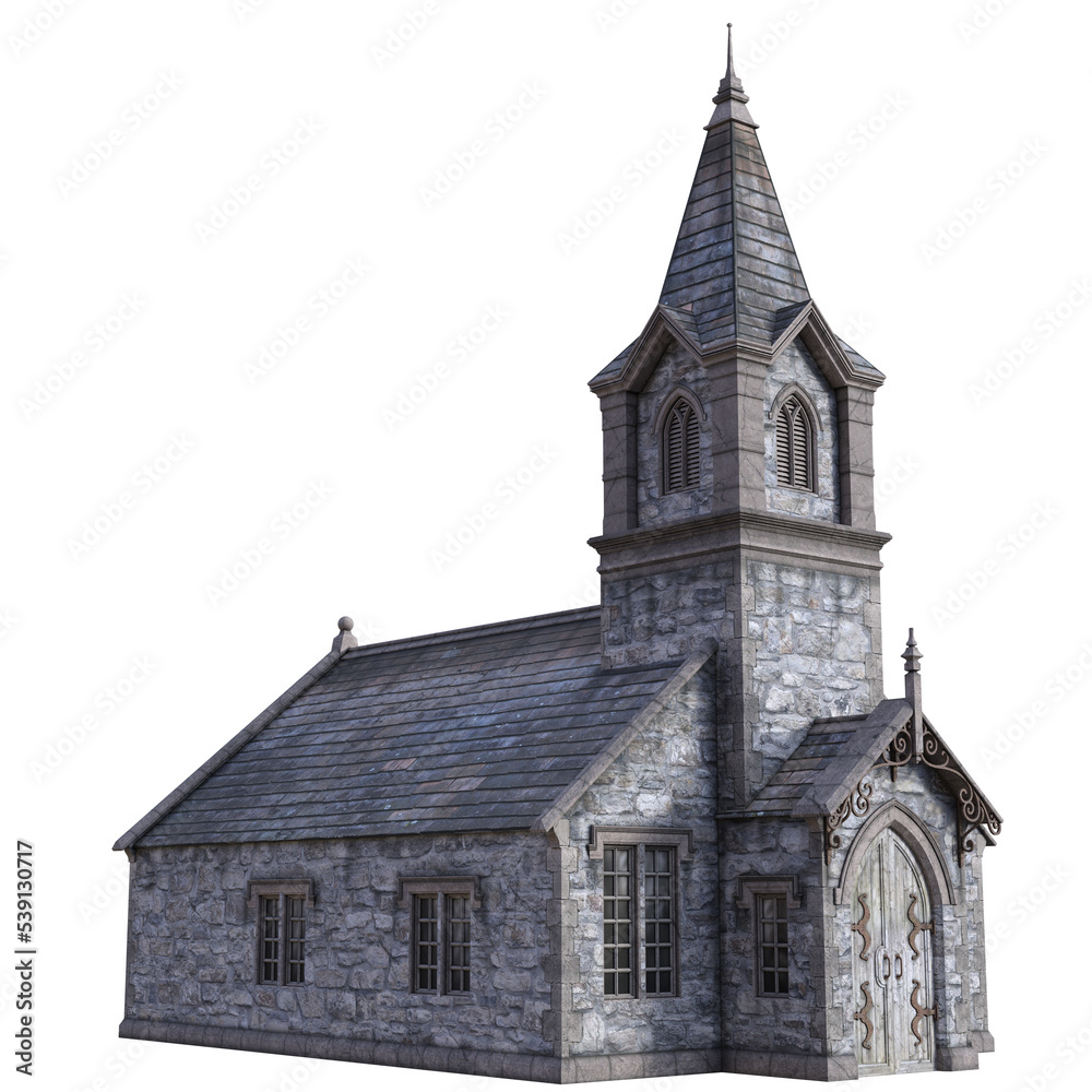 3D rendered Old Church on Transparent Background - 3D Illustration 3D rendered Old Church on Transparent Background - 3D Illustration