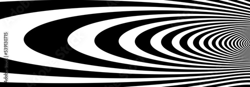Abstract op art black and white lines in hyper 3D perspective vector abstract background  artistic illustration psychedelic linear pattern  hypnotic optical illusion.