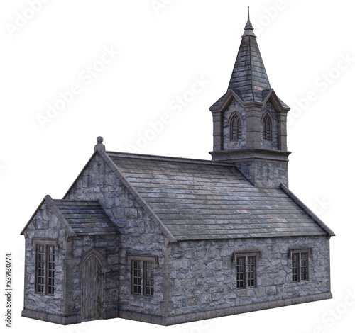 3D rendered Old Church on Transparent Background - 3D Illustration