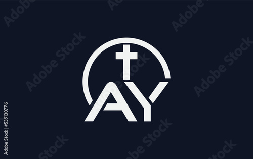 church and christian logo design. Emblem with cross and holy bible. christian sign logo and religious community sign vector letters