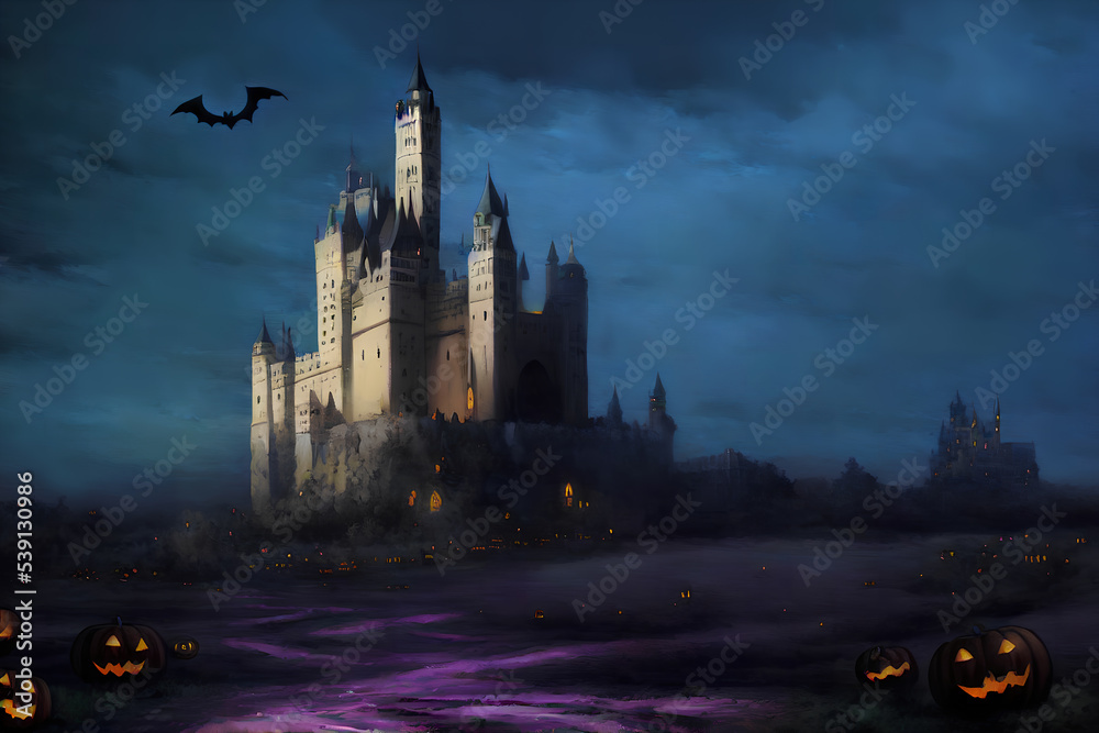 Fototapeta premium halloween haunted house, castle at night