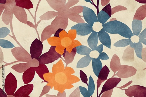 Organic natural colors; retro modern luxury floral damask , trendy vintage seamless digital print pattern design boho decoration. Cute flower for rug, scarf, curtain and carpet
