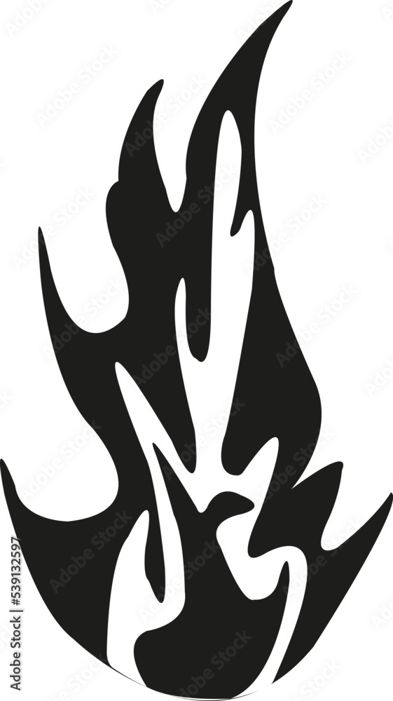 Flamme en noir et blanc sur fond blanc Flamme en noir et blanc sur fond blanc
