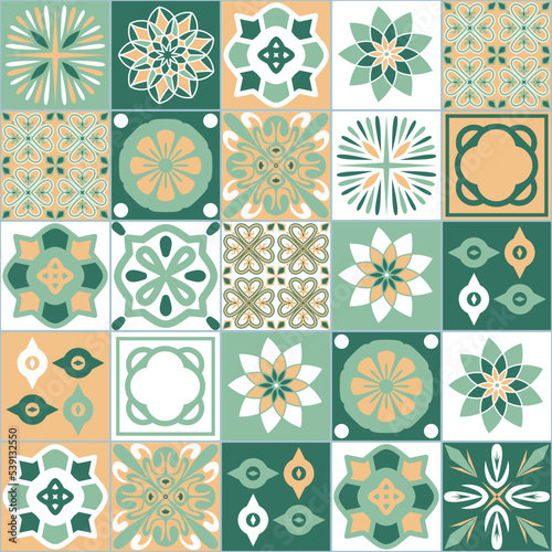 Vintage spanish style square ceramic tile design, stylish interior and design element