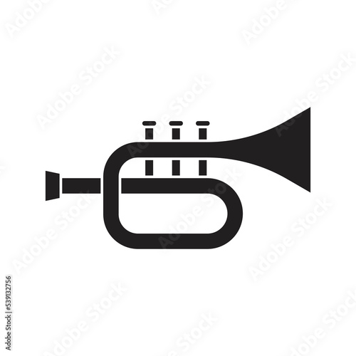 Trumpet music icon design. trumpet silhouette style icon. isolated on white background. vector illustration