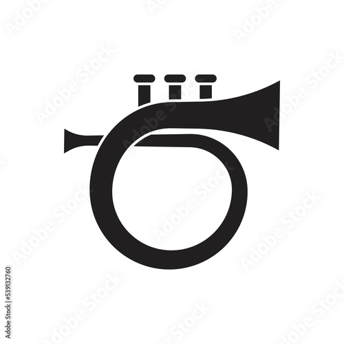 Trumpet music icon design. trumpet silhouette style icon. isolated on white background. vector illustration