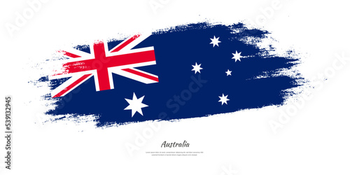 Happy Independence Day of Australia. National flag on artistic stain brush stroke background.