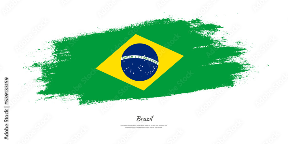 Happy Independence Day of Brazil. National flag on artistic stain brush ...