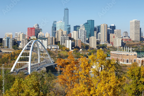 Cityscape of Edmonton, Alberta, Canada, during the autumn season.	
 photo
