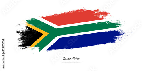 Happy Independence Day of South Africa. National flag on artistic stain brush stroke background.