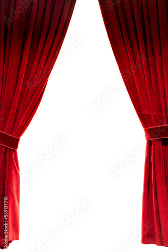 Red stage curtain with white background photo