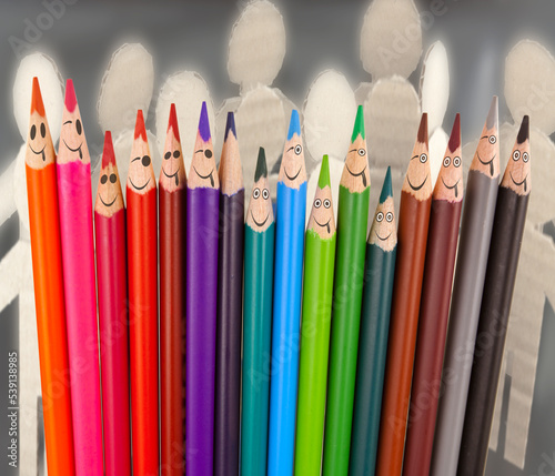 Crayons expressifs sur fond de ribambelles 