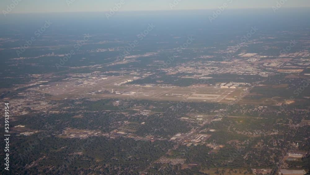 Memphis International Airport viewed from a plane prior to landing, Aerial Memphis International Airport viewed from a plane prior to landing, Aerial
