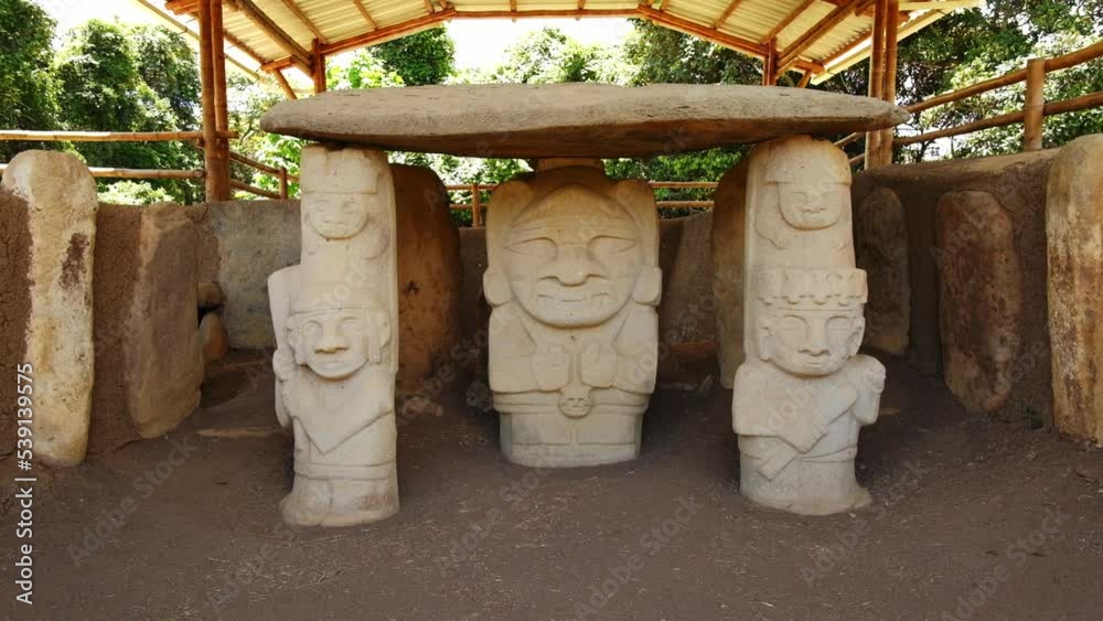 san agustin Colombia archeological park site with sculpture statue religious gods from pre Colombian era