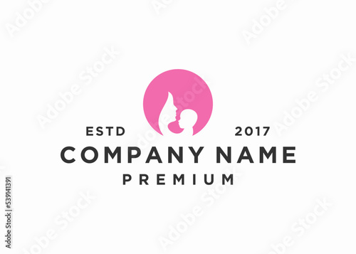 mother and baby logo design vector illustration template