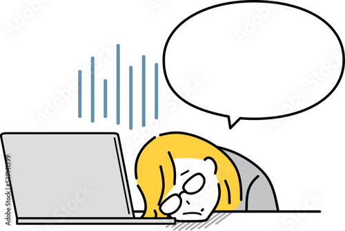 疲れているビジネスウーマン　吹き出し