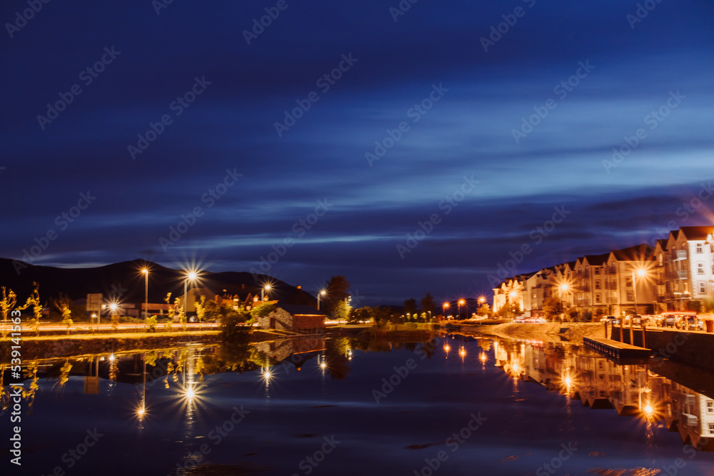 The Anchorage street, Tralee CO Kerry Ireland landscape at night. High quality photo