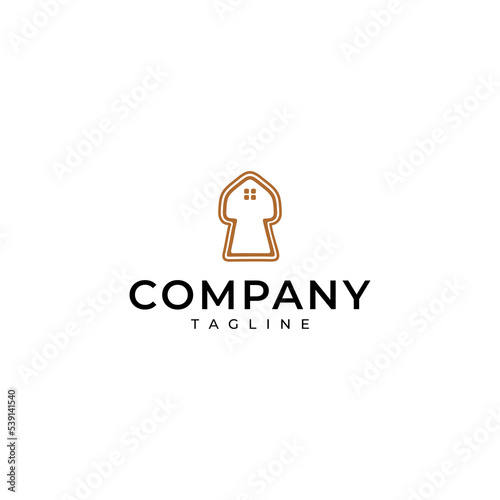 Logo design a combination of a keyhole and a house.