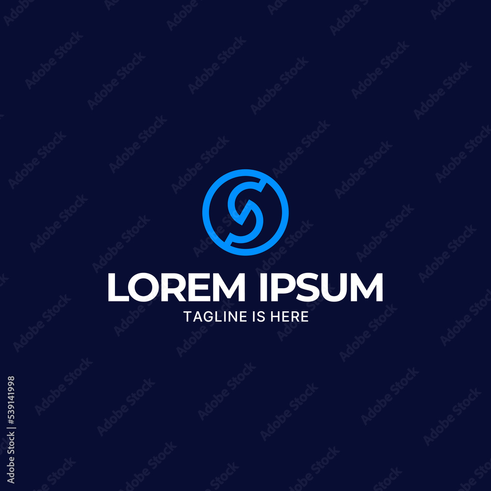 Blue circle letter S monogram logo design. Blue circle letter S monogram logo design.
