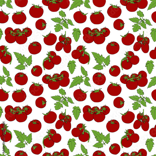 A set of seamless background. Vector graphics. Vegetable. Tomatoes. 1000x1000